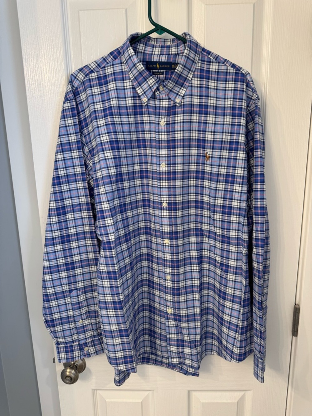 Ralph Lauren Blue and White Plaid Button-Down Shirt Size XXL